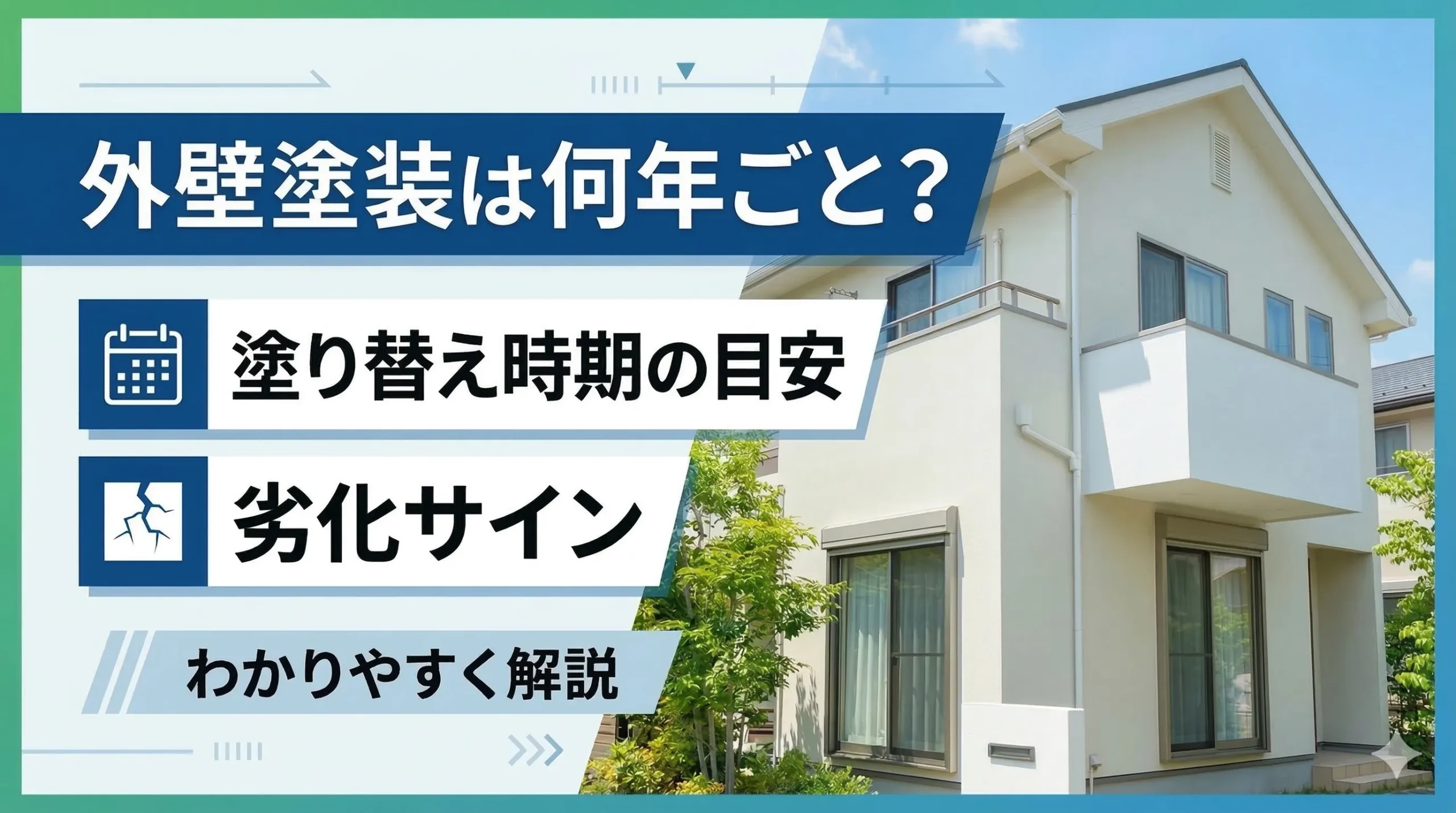 外壁塗装は何年ごと？塗り替え時期の目安と劣化サインをわかりやすく解説